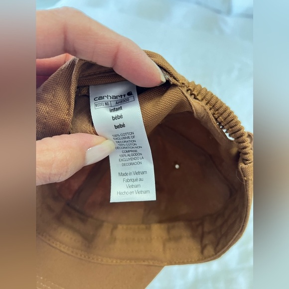 Carhartt Infant Stretch Elastic Back Hat Brown Solid Logo Patch 6 Panel - Picture 5 of 7